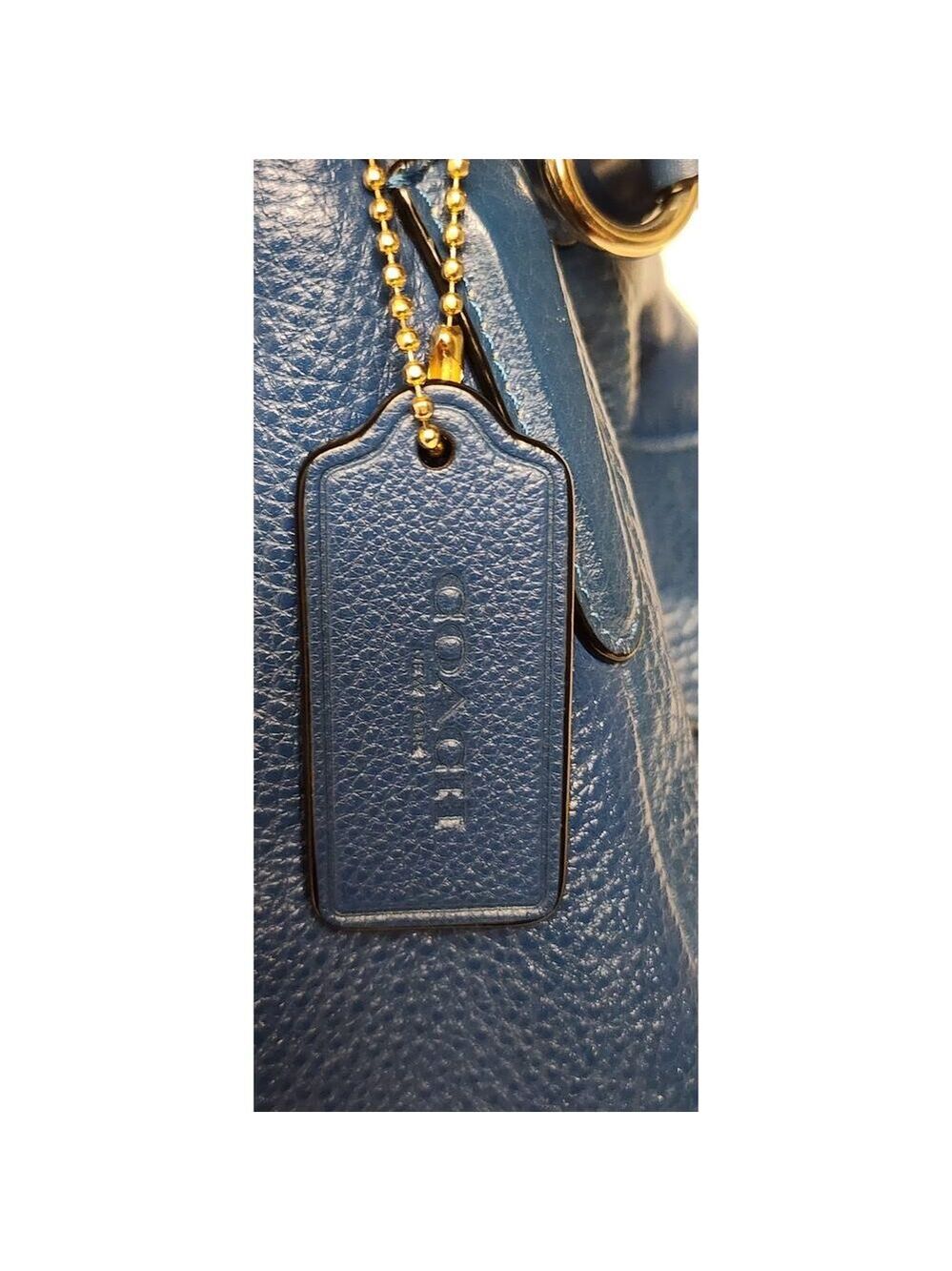 Coach Phoebe F35723 Blue Pebble Leather Shoulder Bag with Gold-Tone Hardware - Picture 13 of 13